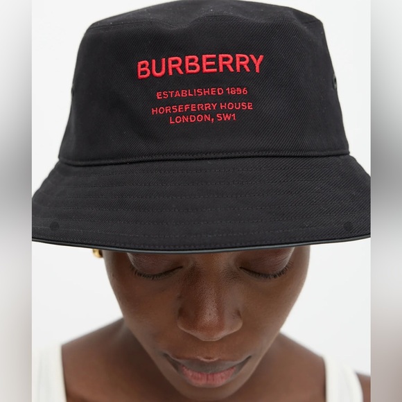 Burberry Logo Cotton Leather Bucket Hat - Picture 3 of 6